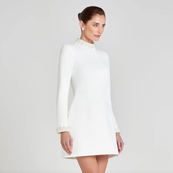 NADINE MERABI White Long Sleeve Dress Sz 6 - Picture 5 of 14